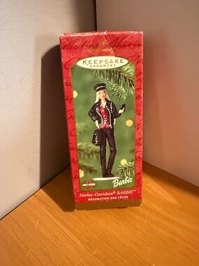 Hallmark Barbie Harley-Davidson Ornament - Red, Green, Black